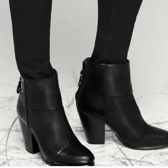 rag & bone Shoes - Rag & Bone Women's Black Newbury Leather Block Heel Ankle Bootie